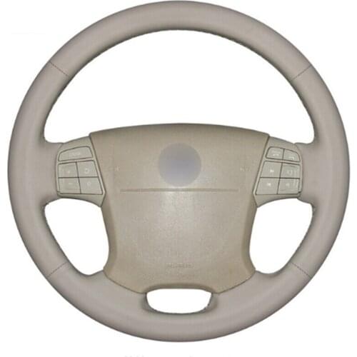 For Volvo S80 2006-2009 XC70 2007-2010 V70 2009 Top Leather Steering Wheel Hand-stitch on Wrap Cover