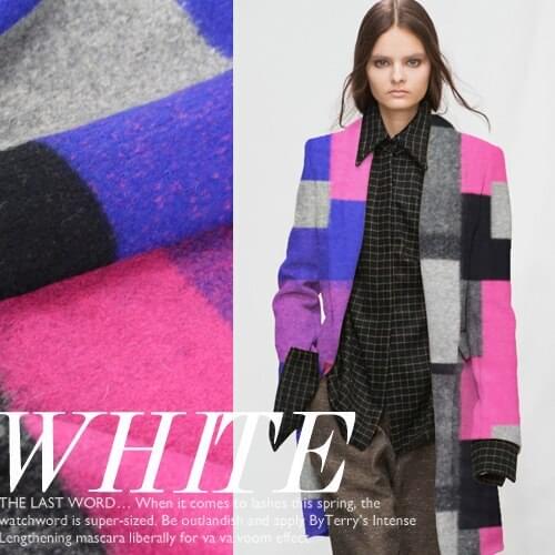 Custom red plaid woollen cashmere wool European pop soft thin coat imported high-end fabrics thick/100cm*150cm