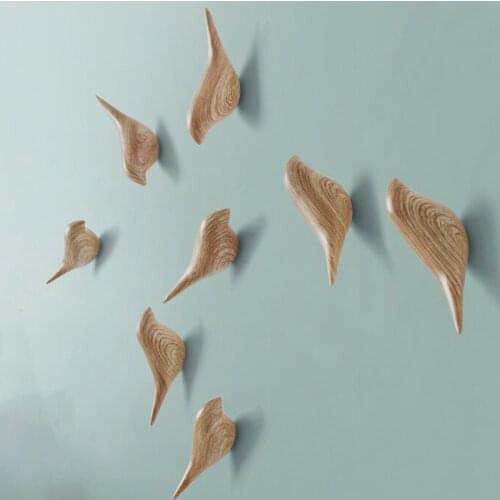 Creative Bird Shape Wall Hooks Home Decoration Resin Wood Grain Storage Rack Bedroom Door After Coat Hat Hanger