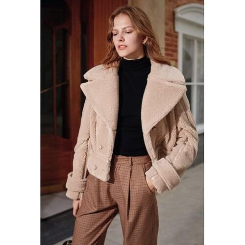 Soft Natural Real Lamb Fur Jacket Coat Women 2020 New Winter Warm Thick Runway Fashion High Street Slim Short Outwear Female