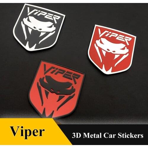 3D Metal Viper Emblem Sticker Car Trunk Badge Grille Decal Chrome Car Styling For Dodge Charger Caliber Journey Accessories