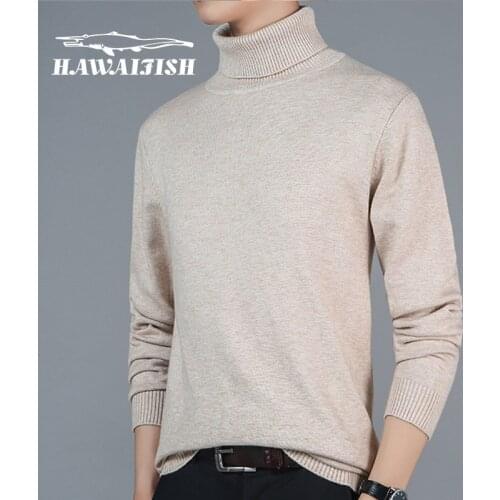 Mens sweater slim Korean turtleneck sweater lapel solid color bottoming shirt plus velvet thickening mens winter sweater