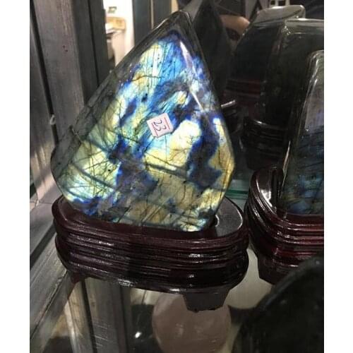 Natural Malagasy mineral labrador moonstone specimens, square household decoration