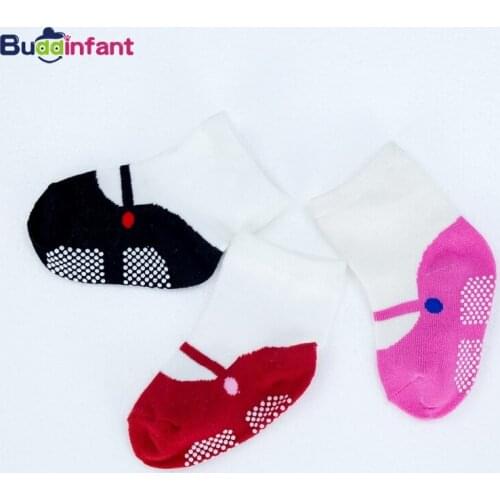 3 Pair/lot Baby Girl Sock Ballet Print Anti Slip Skid Socks Cotton fake shoe design Princess Infant Newborn Sock birthday gift