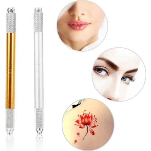 Professional Dual-head Permanent Eyebrow Tattoo Pen Embroidered Eyebrow Makeup Tattooing Machine Manual Microblading Pen