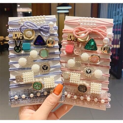 11Pcs/Set Scrunchies Fashion All-Match Bow Hair Ring Japanese And Korean New Headwe