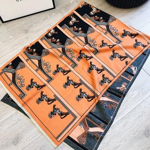 Factory Cheapest 2020 Winter Scarf Women Luxury Brand Horse Scarves Lady Thick Cashmere Warm Blanket Pashmina Shawls Warp Stole