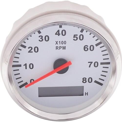 Car Boat Tachometer Marine Tacho Meter Gauge LCD Hourmeter 12V/24V For Auto Car Boat Truck 8000 RPM