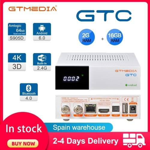 GTMEDIA GTC 4K Android TV Box Receptor built in wifi DVB-C Youtube DVB-S2 DVB-T2 Bluetooth 4.0 Network Media Player Set top box