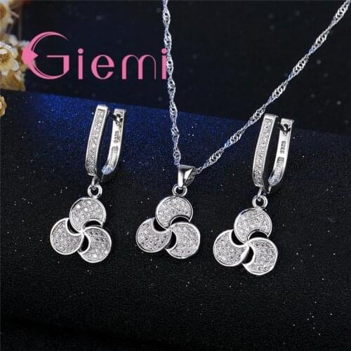 Unique Design Trendy Women Ladies Silver Necklace Earrings Jewelry Sets Engrave S Stamp High Quality Zircon Bijoux