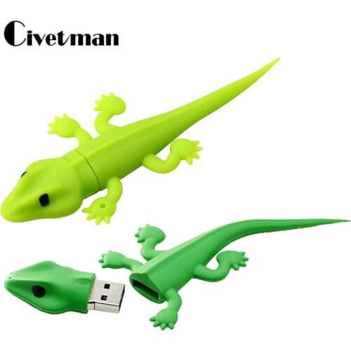 USB Flash Drive Green Lizard 4GB 8GB 16GB 32GB 64GB 128GB Gecko USB 2.0 Flash Drive Memory Card USB Stick Disk Pendrive Gift