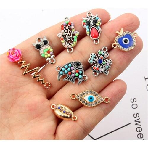 10pcs Vintage Jewelry Connector Bohemia Bracelet Charms DIY handmade jewelry accessories alloy pendant necklace connection Gifts