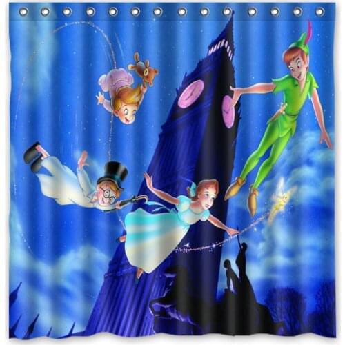 Peter pan Customized Bath Shower Curtain Waterproof Mildewproof Polyester Fabric Bathroom Curtains With 12 Hooks 180*180cm