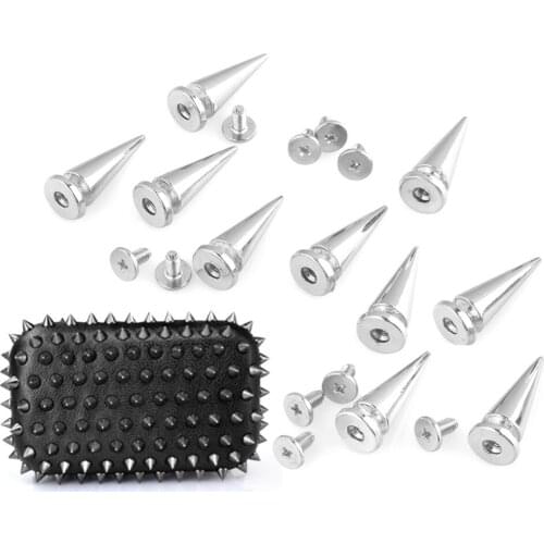 WITUSE Sale 10 Pcs 26mm Silvery Metal Bullet Spikes Studs Rivets Cone Screwback Spots Trendy