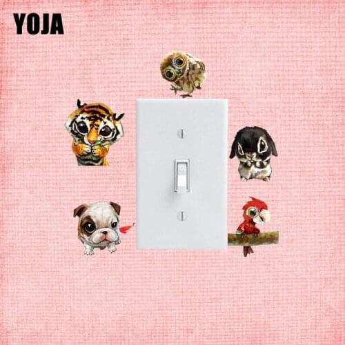 YOJA Cute Creative Iittle Animals Decor Wall Switch Sticker Living Room Bedroom Colored Decals Personalized 10SS0363