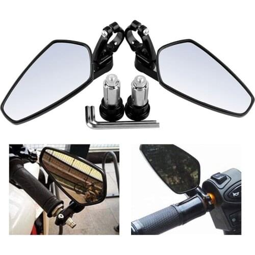 1Pair 7/8Inch 22mm Universal Motorcycle Aluminum Rear View Black Handle Bar End Side Rearview Mirrors