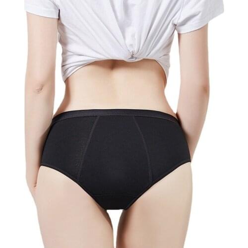 EECCI Mid-waist four-layer womens physiological pants large size menstrual leak-proof menstrual pants