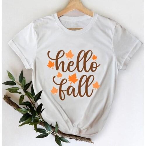 Female Tees Top Print T-Shirt Women Autumn Letters New Style 90s Fall Thanksgiving Halloween Graphic Clothing Tshirt T