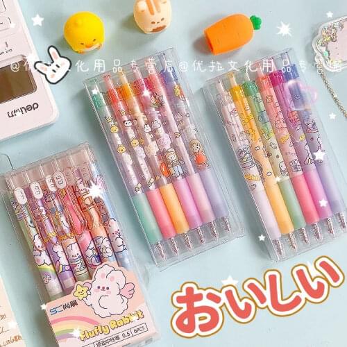 1/3/6PCS New Plush Rabbit Limited Gel Pen 0.5 Student Office Supplies Kawaii Black Press Pen