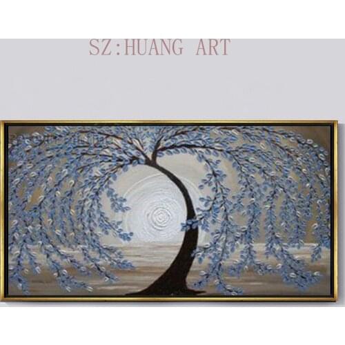 100% hand painted 3 d painting rich red maple tree image household adornment art canvas wall with no frame