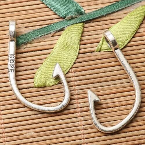 16pcs dark silver color fish hook design charms EF2729