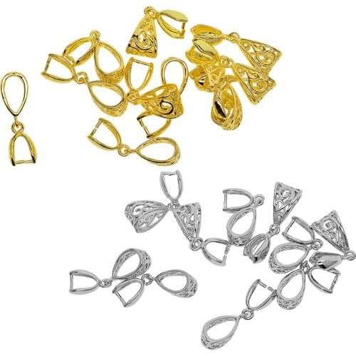 20Pcs/Pack Pinch Bails Clasp Connectors for Pendant Making, Exquisite Jewelry Findings (Platinum & Gold)