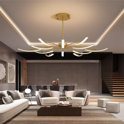 2021 New Nordic Light Luxury Chandelier Led Golden Creative Fashion Living Room Lamp Atmospheric Villa Hotel Restaurant Lamp