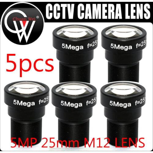 5pcs HD 5MP 25mm M12 MTV F1.8 CCTV Camera Lens IR HD Security Camera Lens Fixed Iris for HD IP Camera