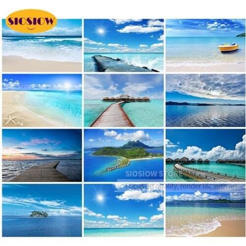 Diamond Embroidery Beach Scenery Landscape Home Decoration 5D Diy Diamond Painting Full Square Mosaic Decoration Needlework Gift
