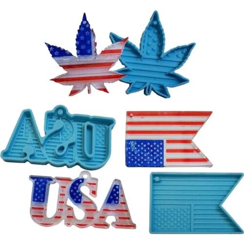 American Flag Keychain Epoxy Resin Mold Earrings Necklace Silicone Mould DIY Crafts Jewelry Pendants Casting Tool