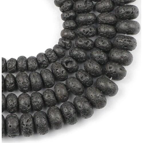 YHBZRET Natural Lava Stone black volcanics 6/8/10MM Round Spacer Loose beads for Jewelry making Necklace bracelets Accessories