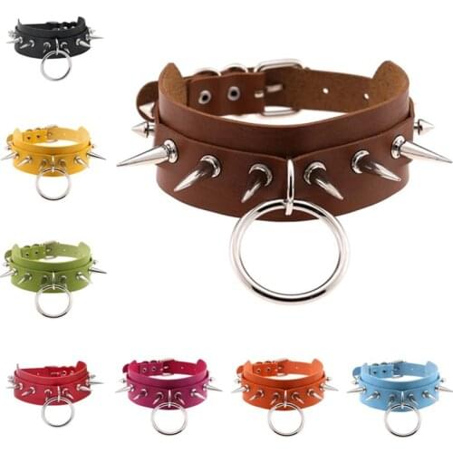 Trendy Punk Neck Chain Men PU Leather Wide Collar Necklace With Rivet Spiked Cool Clavicle Choker Jewelry For Women Jewelry