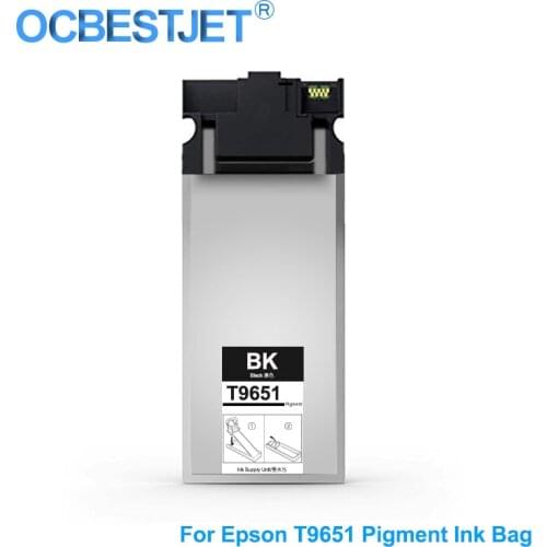 200ML/PCS T9651 XL T9651XL Pigment Ink Bag With Chip For Epson WorkForce Pro WF-M5299 M5799 Printer Ink Pack T9651