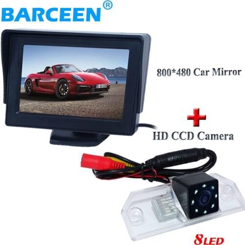 Color lcd screen 4.3" TFT car rear reversing monitor with 8 led car parking camera hd ccd original use for Ford focus sedan