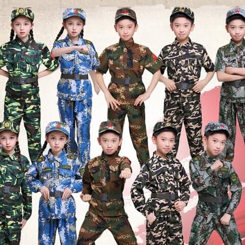 Halloween Costumes for Kids Baby Girl Boy Military Army Suit Uniform Performan Clothing Camouflage Tactical Men Soldier School