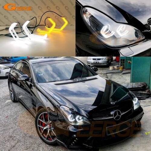 For MERCEDES BENZ CLS W219 C219 2004-2010 Super Bright led 3D Hexagon Angel Eyes halo rings M4 Iconic Style crystal Day light