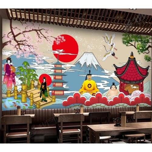 Custom wallpaper 3d retro Japanese style sushi restaurant Japanese cuisine background wall hotel decoration painting фотообои