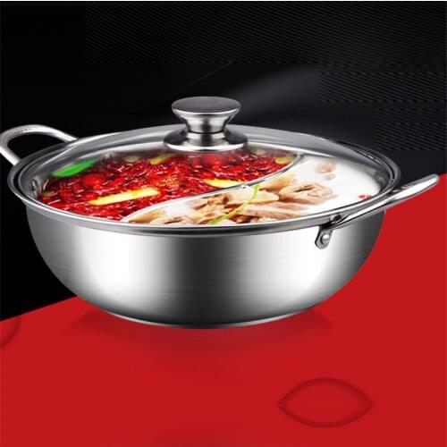 Thickened hot pot Stainless Steel Pot Hotpot Induction Cooker Gas Stove Compatible Pot Home KitchenTwin Divided cooking pot