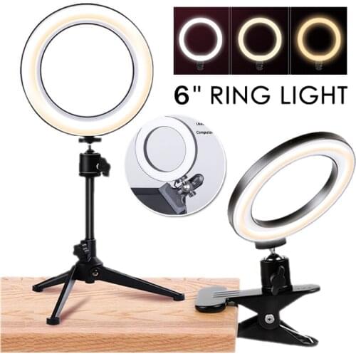 New Led Light Tripod 6 Inch Selfie Ring light Video Photography LED Dimmable USB Ring Lamp For Makeup Beauty Lamp