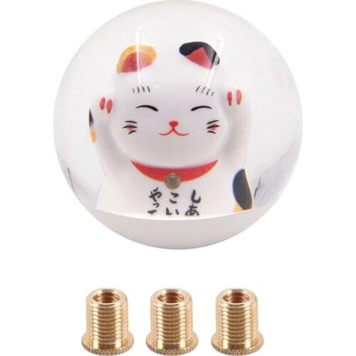 Maneki Neko Fortune Lucky Cat Round Gear Ball SHIFT KNOB M8 M10 M12 Adapter