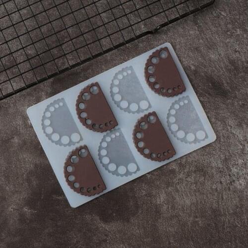 Round Shape Silicone Mold Cake Decorating Tools Hollow Out Half Circle Chocolate Transfer Sheet Mould Baking Stencil Chablon