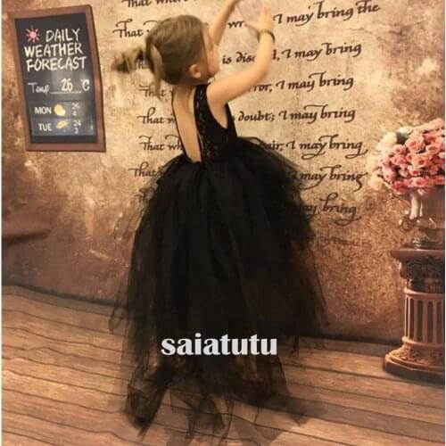 Lace black UK tutu flower girl wedding dresses children party princess kids birthday gift piano christmas tutu dress Vestido