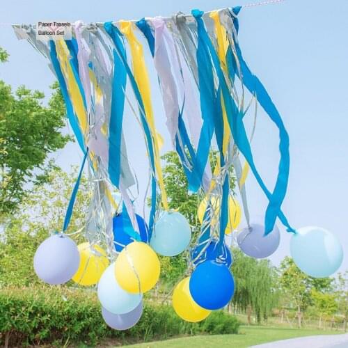 Ribbon Balloon Set for Wedding Background Wall Decor Color Crepe Paper Tassels Childrens Birthday Party Decoration Supplies
