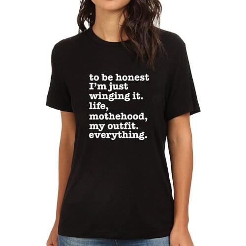 Lyprerazy Womens I'm Just Winging It. Funny Printed T-Shirt