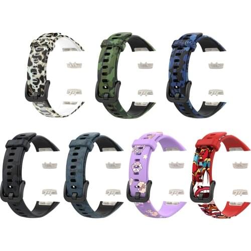 Soft Silicone Smart Watch Wristband for Huawei Band 6 Pro / Huawei Band 6 / Honor Band 6 Adjustable Leopard Bracelet Watch Strap