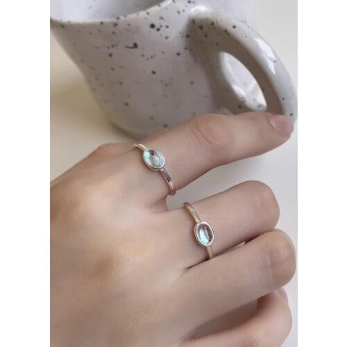 925 Sterling Silver Oval AB Crystal Band Solitaire CZ Rings Free Size for Women Birthday Proposal Statement Eternity Rings