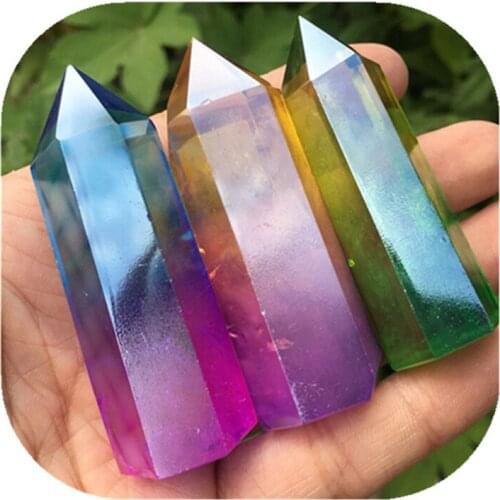 Aura Clear Quartz Crystal Wand Point Natural Stones For Home Decoration