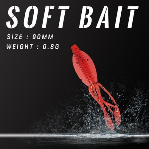 RM502 Fishing lure 65mm/0.8g 0-1.0m floating New mini small squid soft bait soft swimming style, good soft insect bait