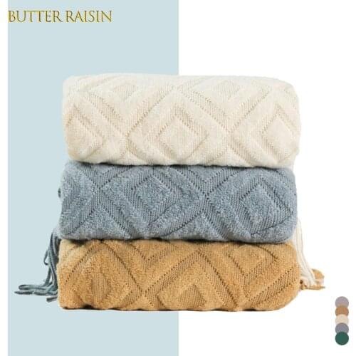 Nordic Plaid Throw Blanket For Sofa Knitted Jacquard Blanket Bedspreads For Bed Office Home Decor Soft Stitch Winter Blankets