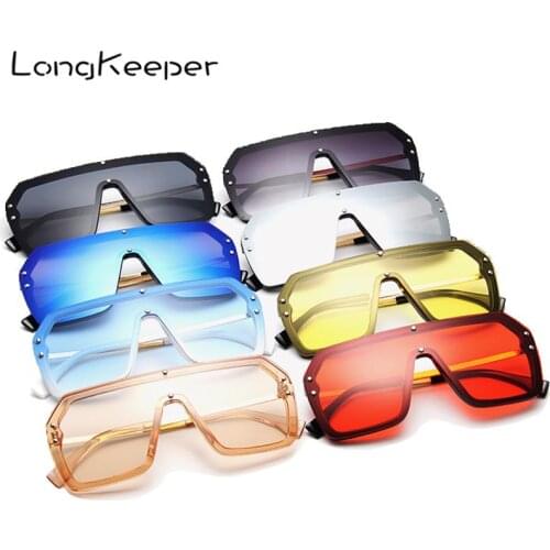 LongKeeper One-piece Sunglasses Women Brand Design Driving Goggles Men Steampunk Hip Hop Sun Glasses Ocean Lens Gafas